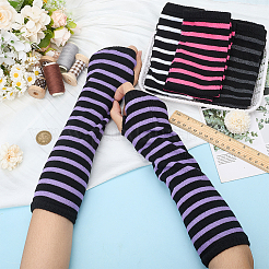 4 Pairs 4 Colors Acrylic Fibers Stripe Fingerless Glove Sleeves&nbsp;AJEW-HY0002-86