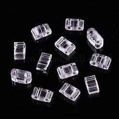2-Hole Transparent Glass Seed Beads&nbsp;SEED-N004-002-C01