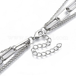 Zinc Alloy 3 Layered Necklaces&nbsp;NJEW-N047-004-RS