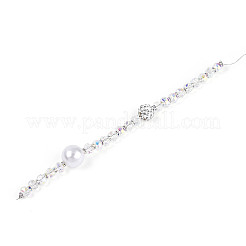 Acrylic & Glass & ABS Plastic Pearl & Alloy & Polymer Clay Pave Rhinestone Beads Strands&nbsp;MAK-T011-08B