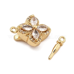 Brass Micro Pave Clear Cubic Zirconia Box Clasps&nbsp;KK-C075-22G