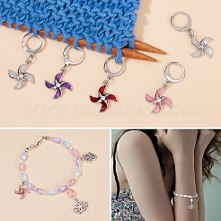 Alloy with Epoxy Resin & Crystal Rhinestone Windmill Pendant Locking Stitch Markers&nbsp;HJEW-PH01885