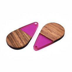 Transparent Resin & Walnut Wood Pendants&nbsp;RESI-N025-030-C05