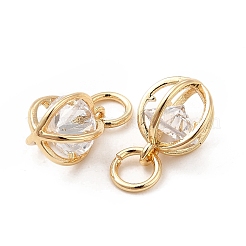 Rack Plating Brass Clear Cubic Zirconia Pendants&nbsp;KK-E081-09G