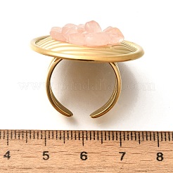 Natural Rose Quartz Chip Finger Rings for Women&nbsp;RJEW-R012-06G-02