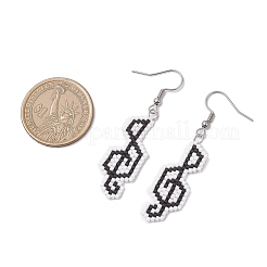 Glass Seed Beads Music Note Dangle Earrings&nbsp;EJEW-MZ00621
