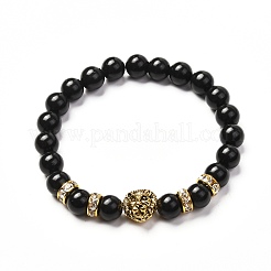 Energy Natural Black Stone Stretch Bracelets Set for Men Women&nbsp;BJEW-JB06722