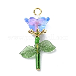 Flower Transparent Glass & Golden Pendants&nbsp;PALLOY-TA00098