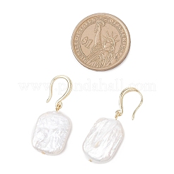 Brass Natural Freshwater Pearl Dangle Earrings&nbsp;EJEW-JE06566