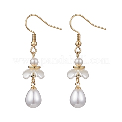 Shell Pearl Bead Teardrop Dangle Earrings&nbsp;EJEW-JE06646
