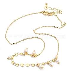 Brass Rolo & Flat Sequin Chains Necklaces for Women&nbsp;NJEW-D302-56
