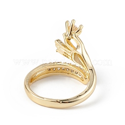 Clear Cubic Zirconia Hand Open Cuff Ring&nbsp;RJEW-F139-05G