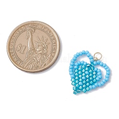Handmade Glass Seed Beaded Heart Pattern Pendants&nbsp;PALLOY-MZ00964-02
