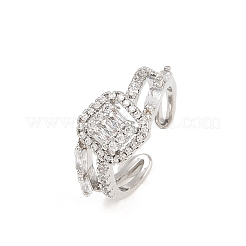 Brass Micro Pave Cubic Zirconia Cuff Rings for Women&nbsp;RJEW-Z113-51P