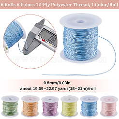 6 Rolls 6 Colors 12-Ply Polyester Metallic Thread&nbsp;OCOR-SC0001-06A