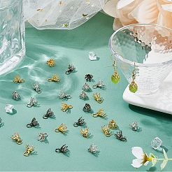 60Pcs 3 Colors Flower Rack Plating Brass Filigree Bead Cap Bails&nbsp;KK-FH0006-86