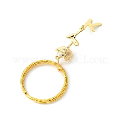 Brass Flower & 201 Stainless Steel Letter A~Z Pendant Keychain&nbsp;KEYC-JKC00801