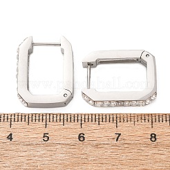 304 Stainless Steel Pave Clear Cubic Zirconia Huggie Hoop Earrings&nbsp;EJEW-D367-01P