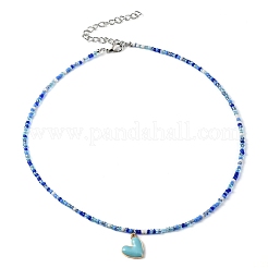 Alloy Enamel Heart Charm Necklace&nbsp;NJEW-PH01493-04