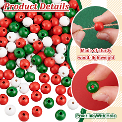 600Pcs 3 Colors Christmas Natural Wood Beads&nbsp;WOOD-GA0001-57