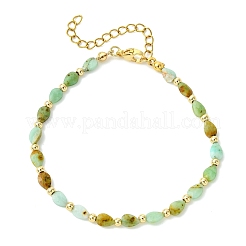 Teardrop Natural Chalcedony & Brass Beaded Bracelets for Women&nbsp;BJEW-JB13960-01