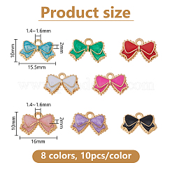 80Pcs 8 Colors Alloy Enamel Pendants&nbsp;ENAM-DC0001-94