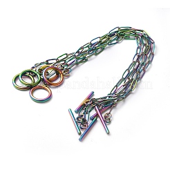 Ion Plating(IP) 304 Stainless Steel Paperclip Chain Bracelets&nbsp;BJEW-O186-02MC