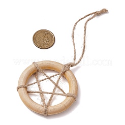 Ring with Star Wood Pendant Decoration&nbsp;HJEW-JM02200