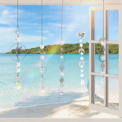 5Pcs Alloy Planet Moon Hanging Ornaments&nbsp;HJEW-BM0001-47