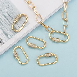 Brass Micro Pave Cubic Zirconia Screw Carabiner Lock Charms&nbsp;ZIRC-G160-21G