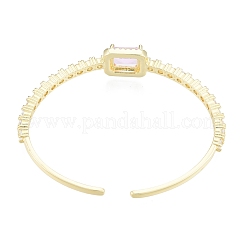 Cubic Zirconia Rectangle Open Cuff Bangle&nbsp;BJEW-G651-05G-01