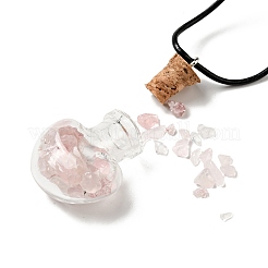 3Pcs 3 Styles Glass Wishing Bottle Leather Cord Pendant Necklaces&nbsp;NJEW-FS0001-01