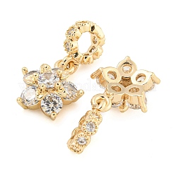 Rack Plating Brass Pave Clear Cubic Zirconia European Dangle Charms&nbsp;KK-F089-17G