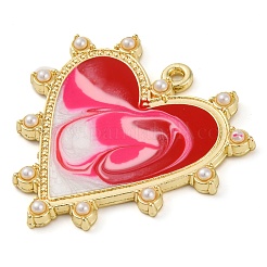 Smudge Pattern Alloy Pendants With ABS Imitation Pearls&nbsp;PALLOY-S034-03KCG-B