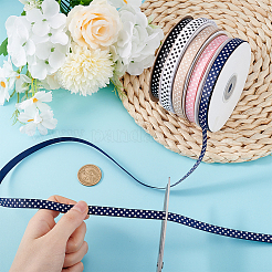 6 Rolls 6 Colors Polyester Polka Dot Print Grosgrain Ribbon&nbsp;OCOR-PH0004-28