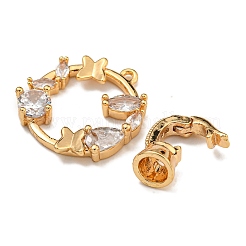 Brass Micro Pave Cubic Zirconia Fold Over Clasps&nbsp;KK-U037-30G-03