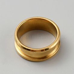 304 Stainless Steel Grooved Finger Ring Settings&nbsp;RJEW-WH0010-08A-G