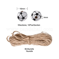 50Pcs 5 Styles Printed Natural Wood European Beads&nbsp;WOOD-YW0001-06