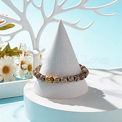Natural DZi Agate Stretch Bracelet with Buddha Head&nbsp;BJEW-JB07706