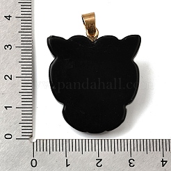 Natural Obsidian & Synthetic Turquoise Pendants&nbsp;G-Z090-02G-04