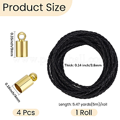 5M Round Braided PU Leather Cords&nbsp;WL-CL0001-33A