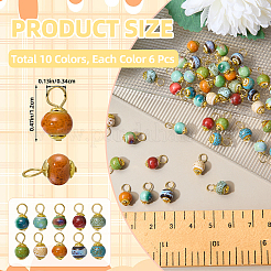 60Pcs 10 Colors Handmade Porcelain Pendants&nbsp;PALLOY-SW00168