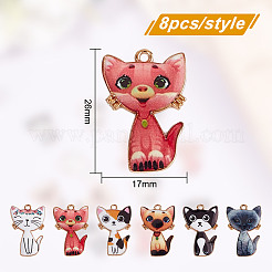 48Pcs 6 Styles Alloy Enamel Pendants&nbsp;ENAM-DR0001-04