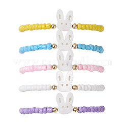5Pcs 5 Colors Glass Seed Beaded Stretch Bracelet Sets&nbsp;BJEW-MZ00126