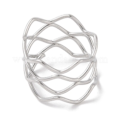 Non-Tarnish 304 Stainless Steel Wave Finger Rings for Women&nbsp;RJEW-G315-07D-P