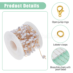 DIY Brass ABS Imitation Pearl Bead Handmade Chains Necklaces Making Kits&nbsp;DIY-HS0001-65A