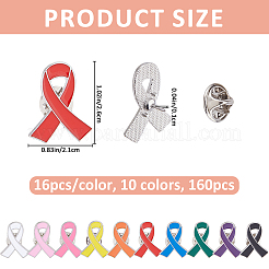 160Pcs 10 Colors Breast Cancer Awareness Pink Ribbon Enamel Pin&nbsp;JEWB-FH0003-22