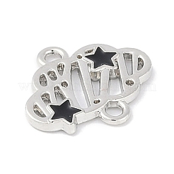 Rack Plating Alloy Black Enamel Cloud with Star Links Connector Charms&nbsp;PALLOY-F018-04P-01