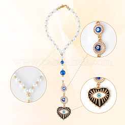 Heart with Evil Eye Alloy Enamel Hanging Ornaments&nbsp;HJEW-DR00016