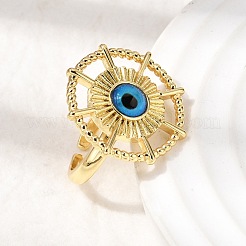 Brass Resin Cuff Open Rings for Women&nbsp;RJEW-K264-13G
